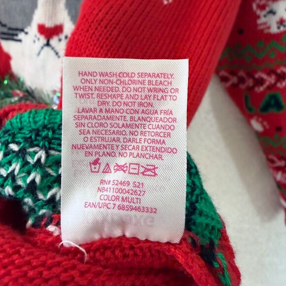 Ugly Christmas Sweater Cat Red "FaLaLaLa Nope" Grumpy Cat 3XL Holiday Funny - Picture 13 of 14